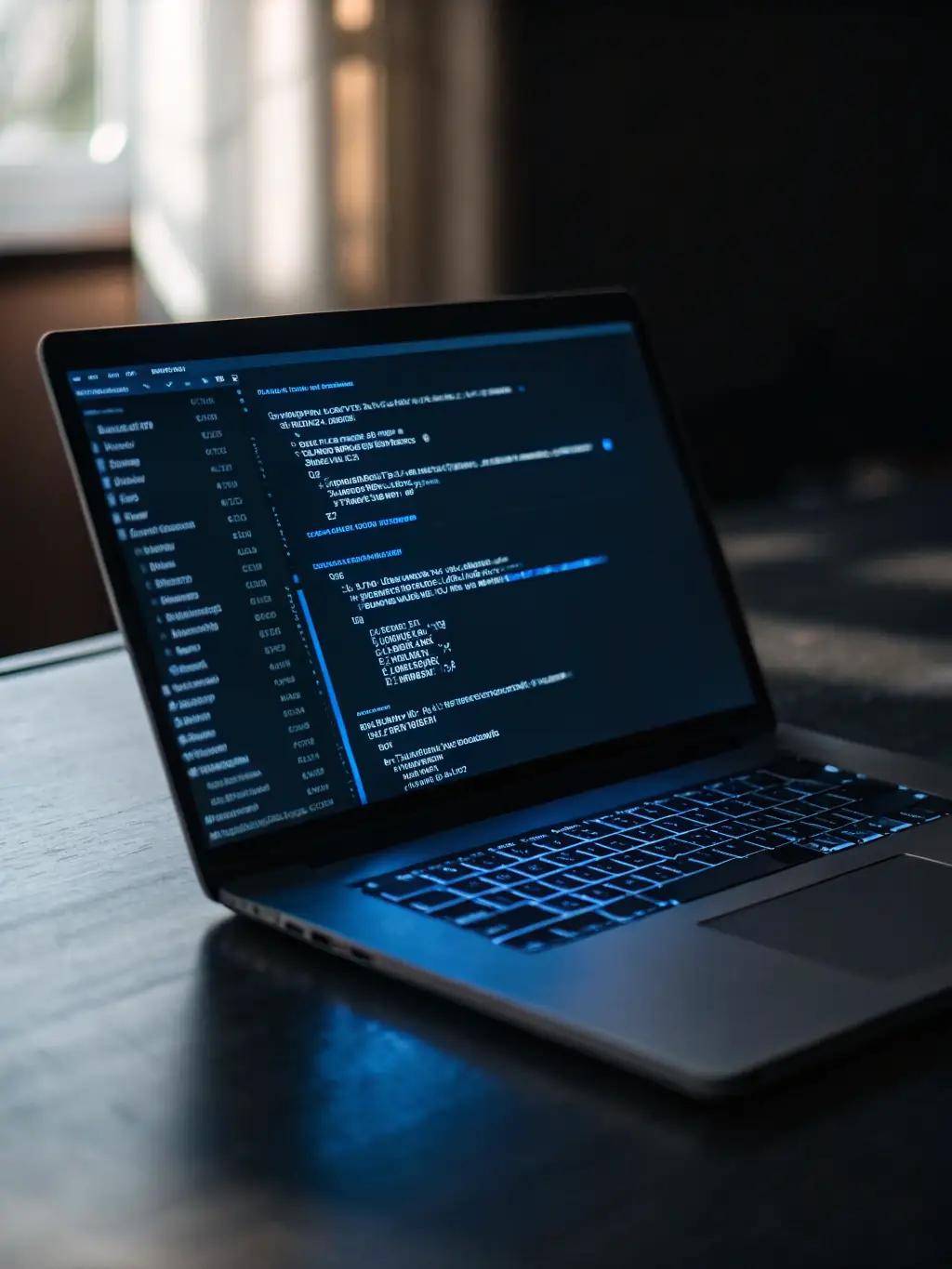 A clean, modern icon representing bespoke software development, possibly gears or code snippets forming a custom shape, set against a professional background.