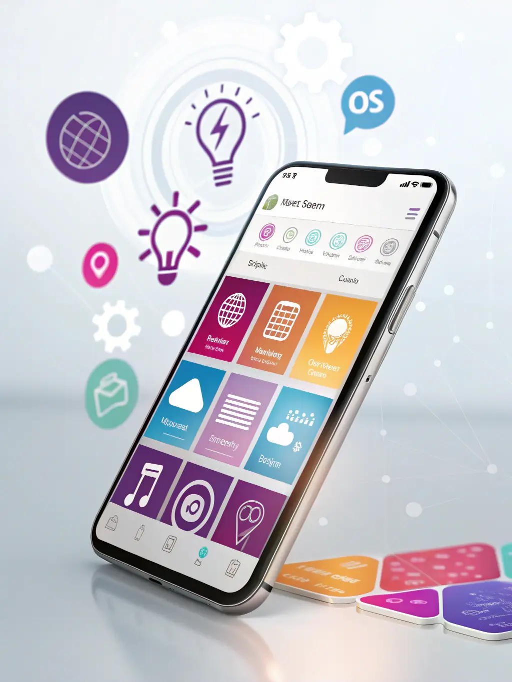 A mobile app icon displayed on a smartphone screen with a prominent brand logo, symbolizing increased brand visibility and recognition.